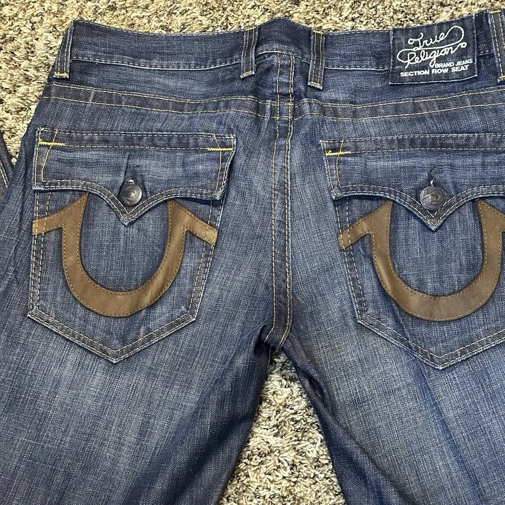 True‎ Religion Section Row Seat Jeans Men's 36 Dark Wash Straight Leg Button Fly
